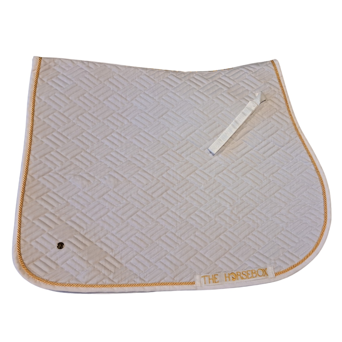 Wit gouden sample zadeldekje van THE HORSEBOX met een elegant patroon en luxe afwerking